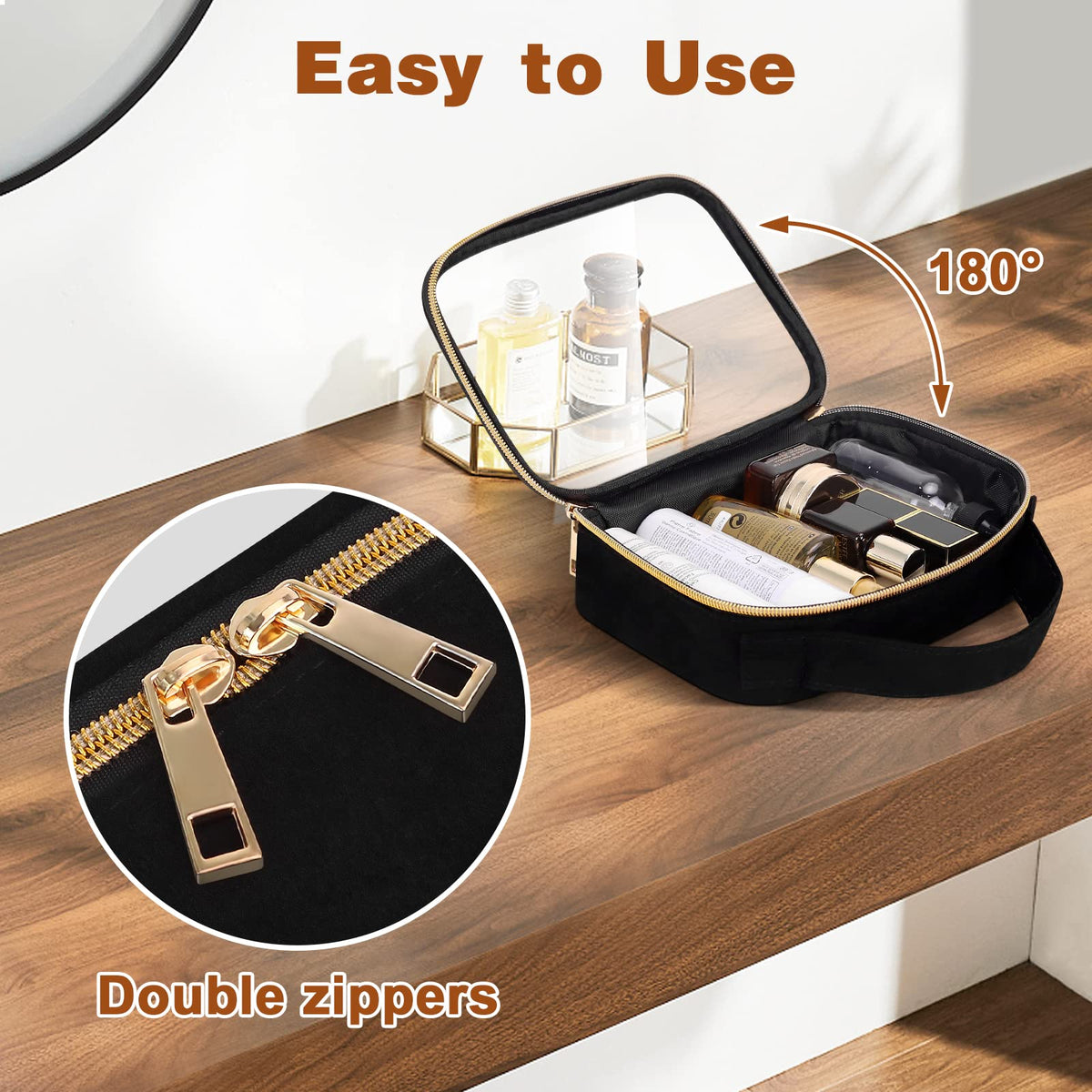 Wedama clear toiletry bag with waterproof sides for simple cleaning