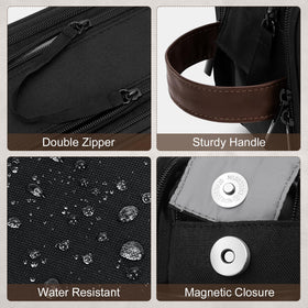 Wedama large capacity main compartment fits toiletries, gels, and grooming essentials.