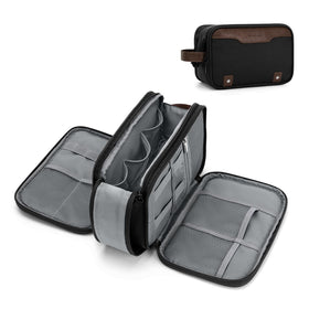Wedama toiletry bag front view with hanging PU handle for travel access.