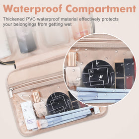 Waterproof peach-skin surface on Wedama bag protects essentials in bathrooms