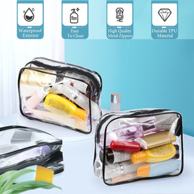 Weewooday large clear cosmetic bag with black zipper for storage.
