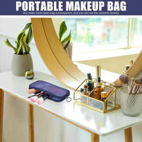 Weewooday mesh makeup bag easy to rinse and reuse on trips.