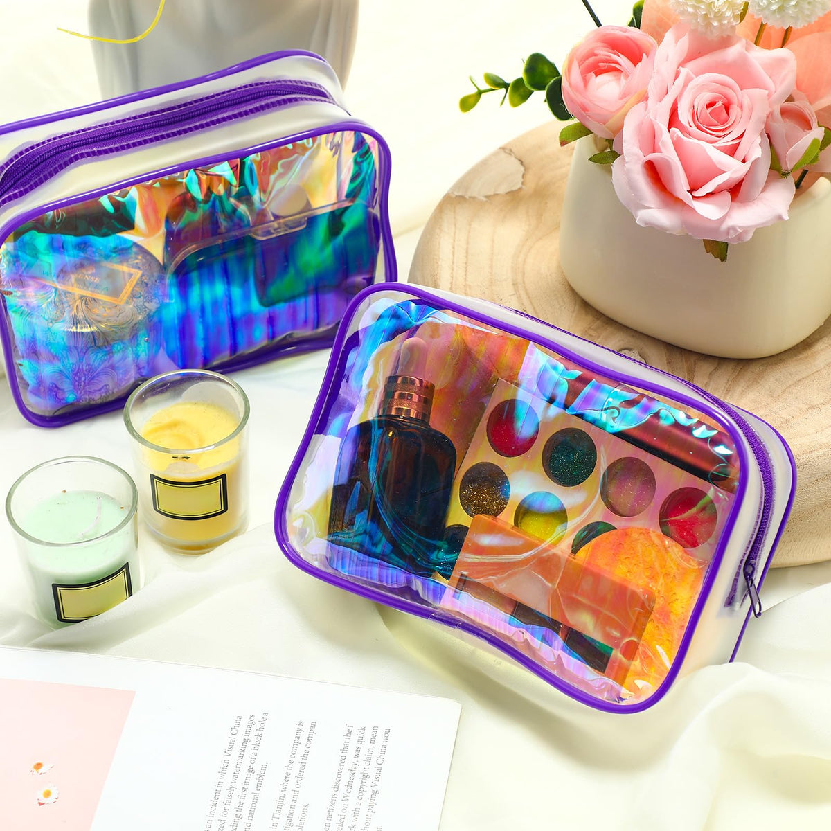 Weewooday 12-pack makeup bags organize daily items and gifts.