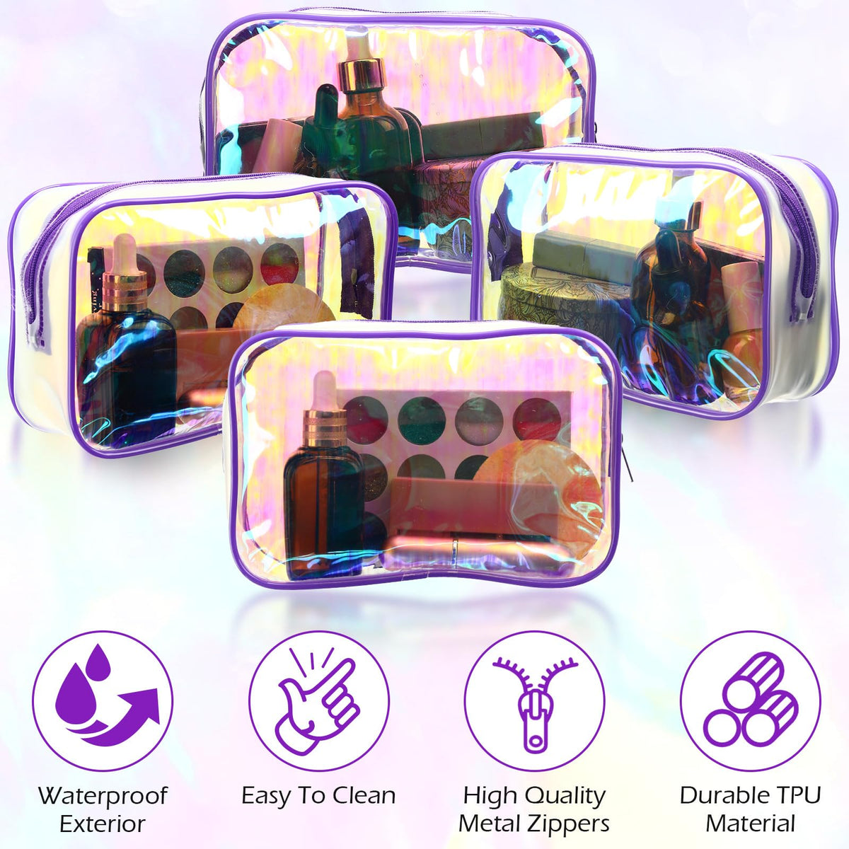 Weewooday clear storage bag holds lipstick, brushes, and small items neatly.