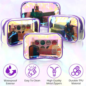 Weewooday clear storage bag holds lipstick, brushes, and small items neatly.
