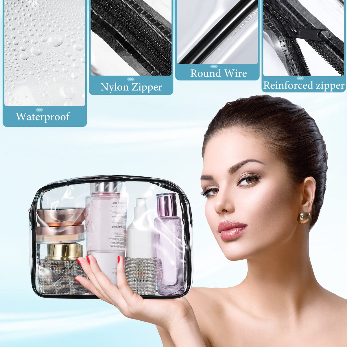 Weewooday transparent toiletry pouch helps locate items quickly.