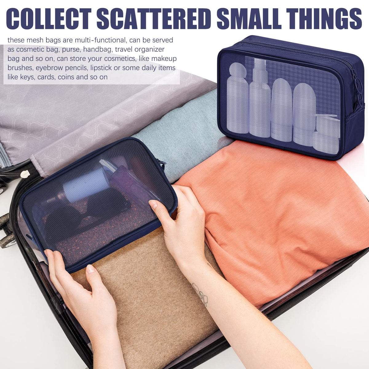 Weewooday travel toiletry pouch mesh design easy to clean.