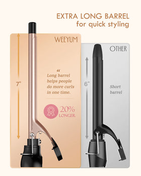 Weeyum curling iron LCD display for precise temperature control.