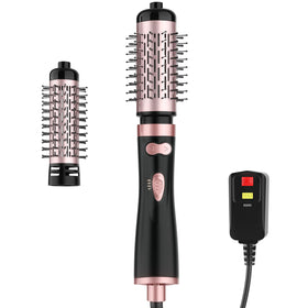 WEEYUM rotating hair dryer brush with a 1.5-inch ceramic barrel for smooth styling.