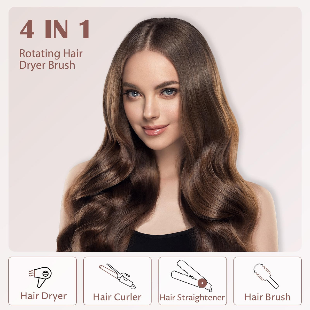 WEEYUM rotating hair dryer brush with a 2-inch ceramic barrel for voluminous curls.