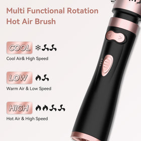 WEEYUM rotating hair dryer brush in use for quick, glossy results.