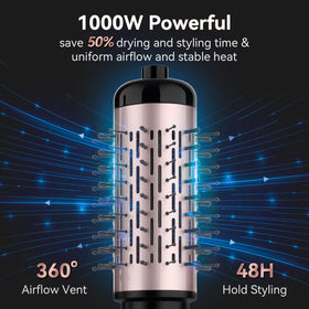 WEEYUM rotating hair dryer brush side view highlights sleek ergonomic grip.
