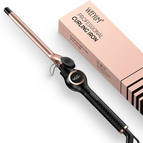 Weeyum small curling iron with half-inch barrel for tight curls and short hair volume.