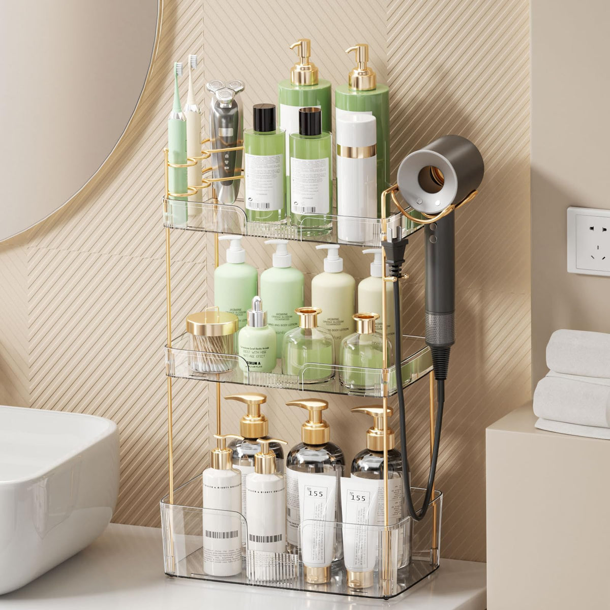 Weidace double-layer configuration offers 23L of storage for cosmetics and bottles.