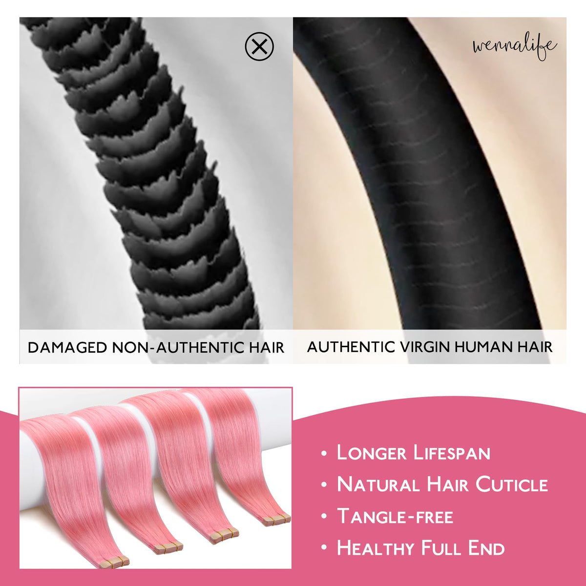 Wennalife tape-in extensions application demo for seamless blending