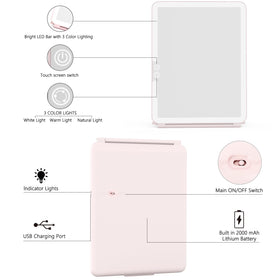 WEILY makeup mirror charges via USB-A for versatile power options