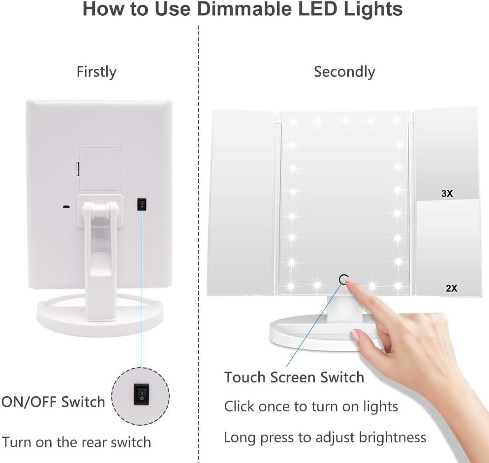 WEILY vanity mirror USB-powered design for flexible placement.