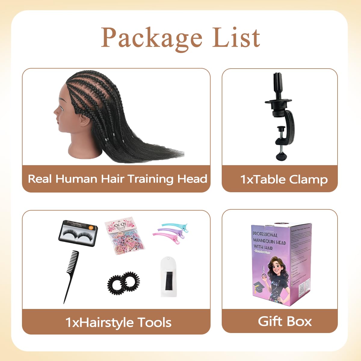 Sterilized 22-inch hair on WeiRan head for realistic styling sessions