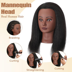 WeiRan real-hair head shown during curling and straightening demonstrations