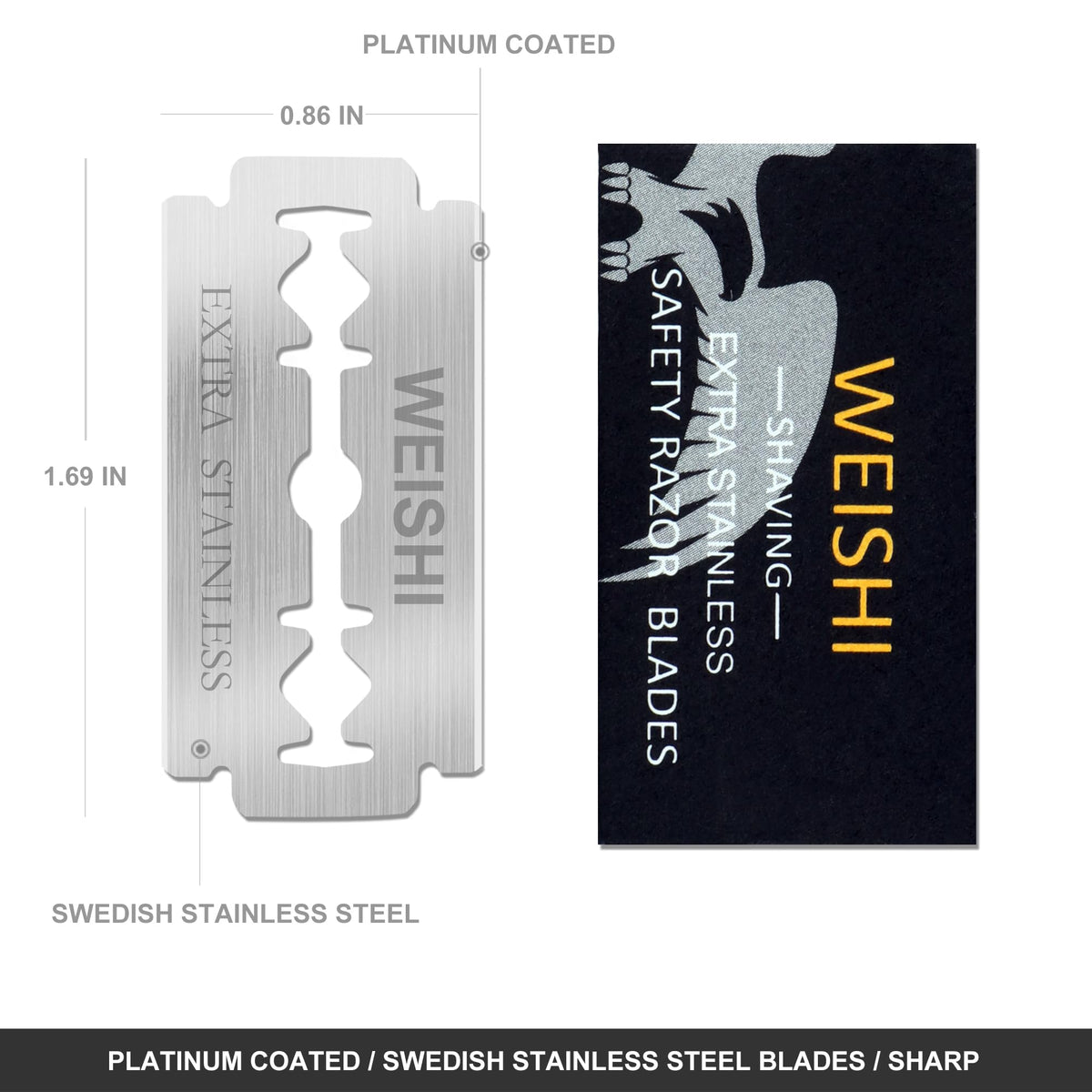WEISHI packaging shows 10 tucks of blades for easy replacement.