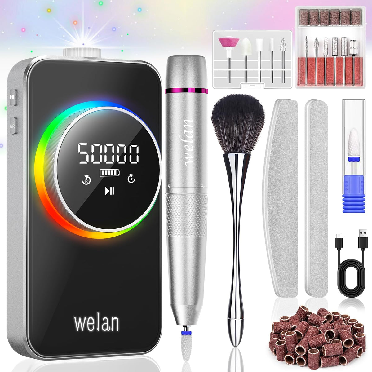 Welan electric nail drill at high speed for smooth acrylic and gel removal