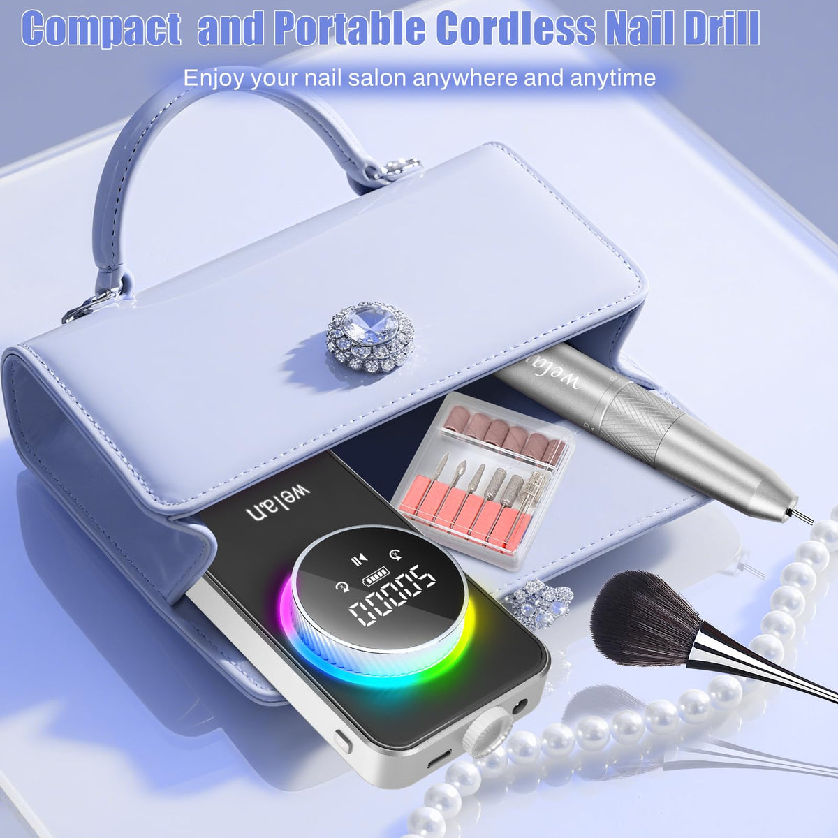 Dust brush included for clean, tidy manicure sessions