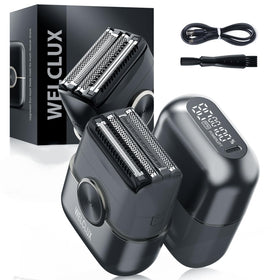 Welclux cordless shaver front view, compact design for travel-ready grooming