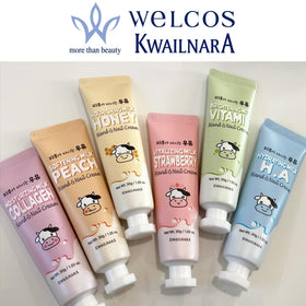 Welcos Kwailnara tubes arranged to show six flavors for targeted hand repair.