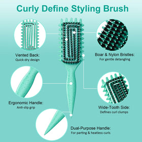 Weldilgit brush with vented back speeds air drying and reduces static on dry hair