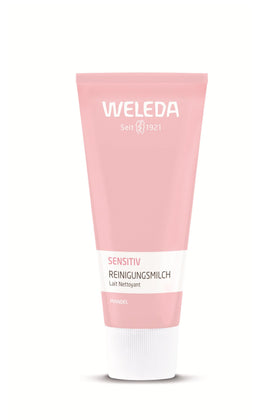 Weleda Almond Soothing Cleansing Lotion bottle; gentle cleanser for sensitive skin.