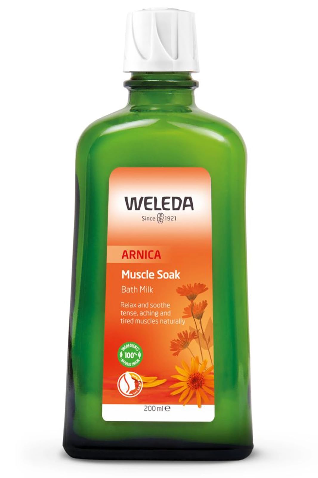 Weleda Arnica Bath Soak bottle for soothing muscles and relaxation after exertion