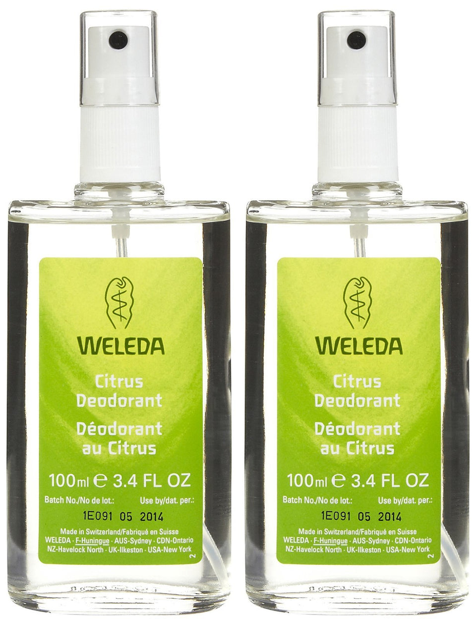 Weleda citrus refreshing deodorant spray two-pack for long-lasting freshness