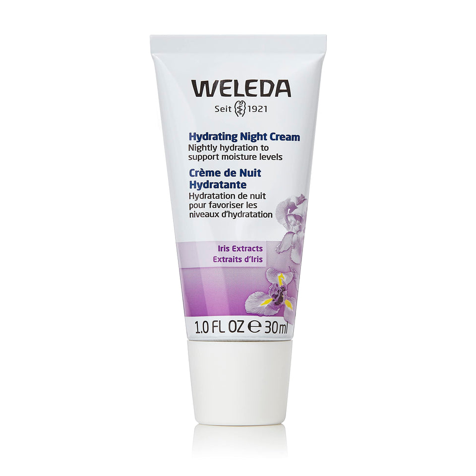 Weleda Hydrating Night Face Cream tube front view for deep nightly hydration