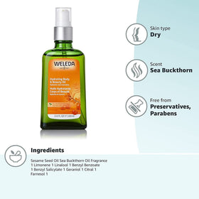 Weleda Sea Buckthorn Body Oil pours smoothly for easy application.