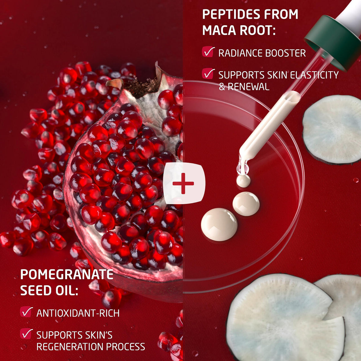 Weleda maca root peptides in the serum shown during application