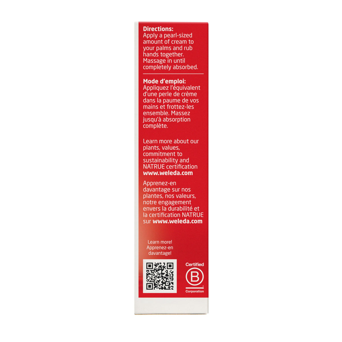 Weleda Regenerating Pomegranate Hand Cream on dry hands showing softness