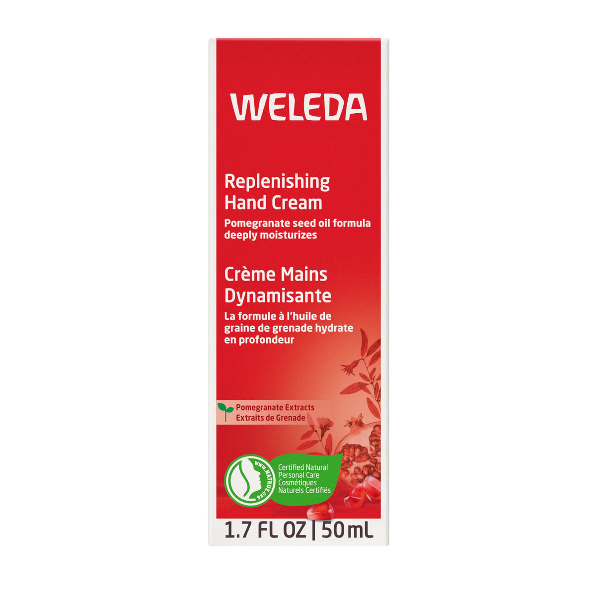 Weleda Regenerating Pomegranate Hand Cream massaged into skin for smoothing effect
