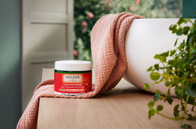 Weleda Replenishing Body Butter ingredients: pomegranate oil and shea butter close-up