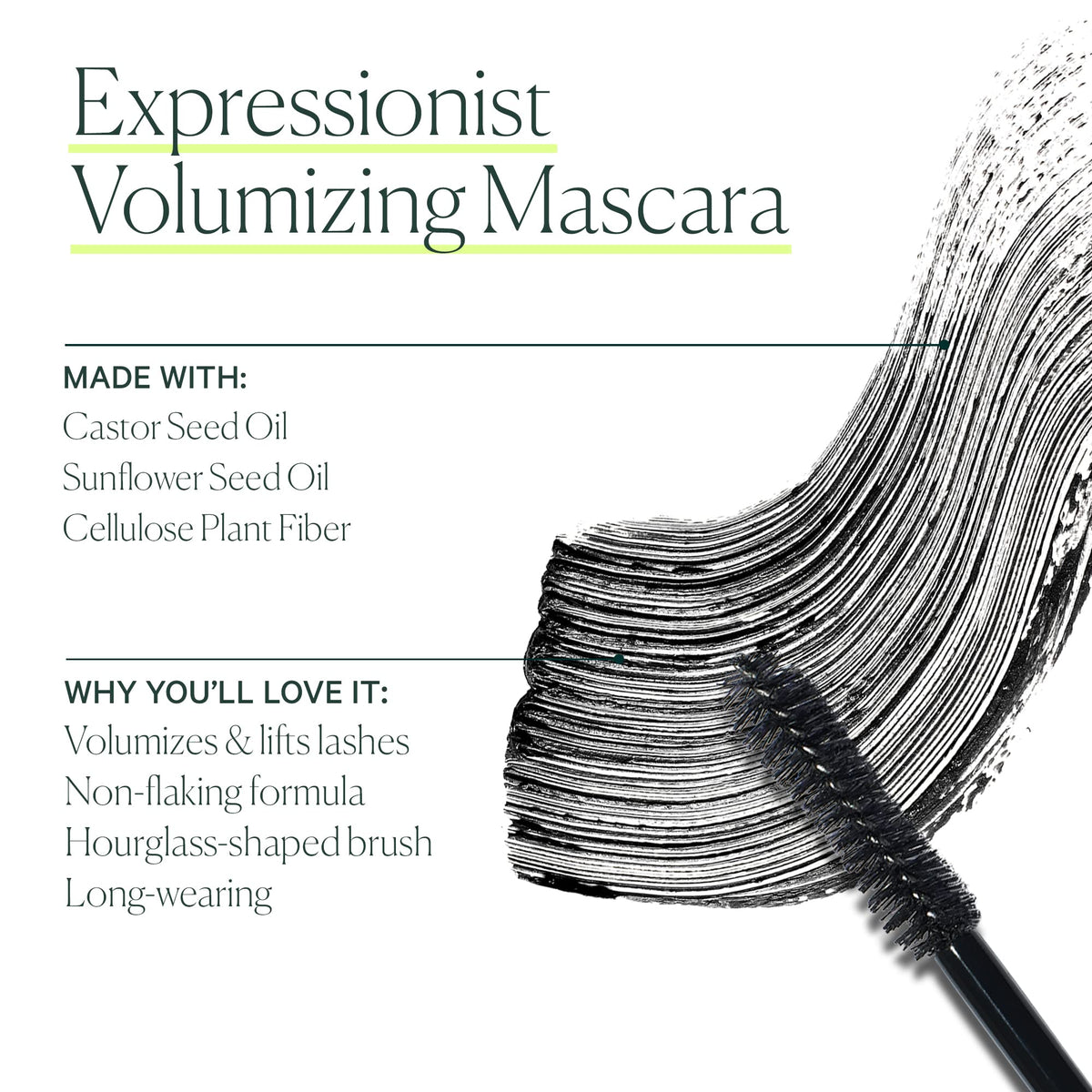 Well People Expressionist Mascara full lashes show bold, fluffy drama.