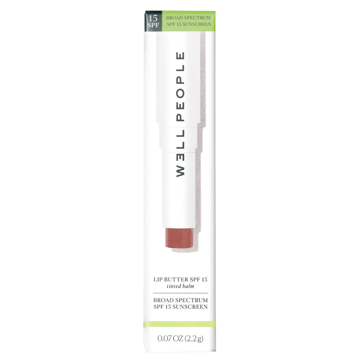 Application shot shows peach-tinted balm on lips for hydration