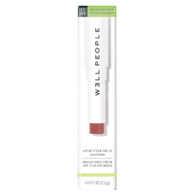 Application shot shows peach-tinted balm on lips for hydration