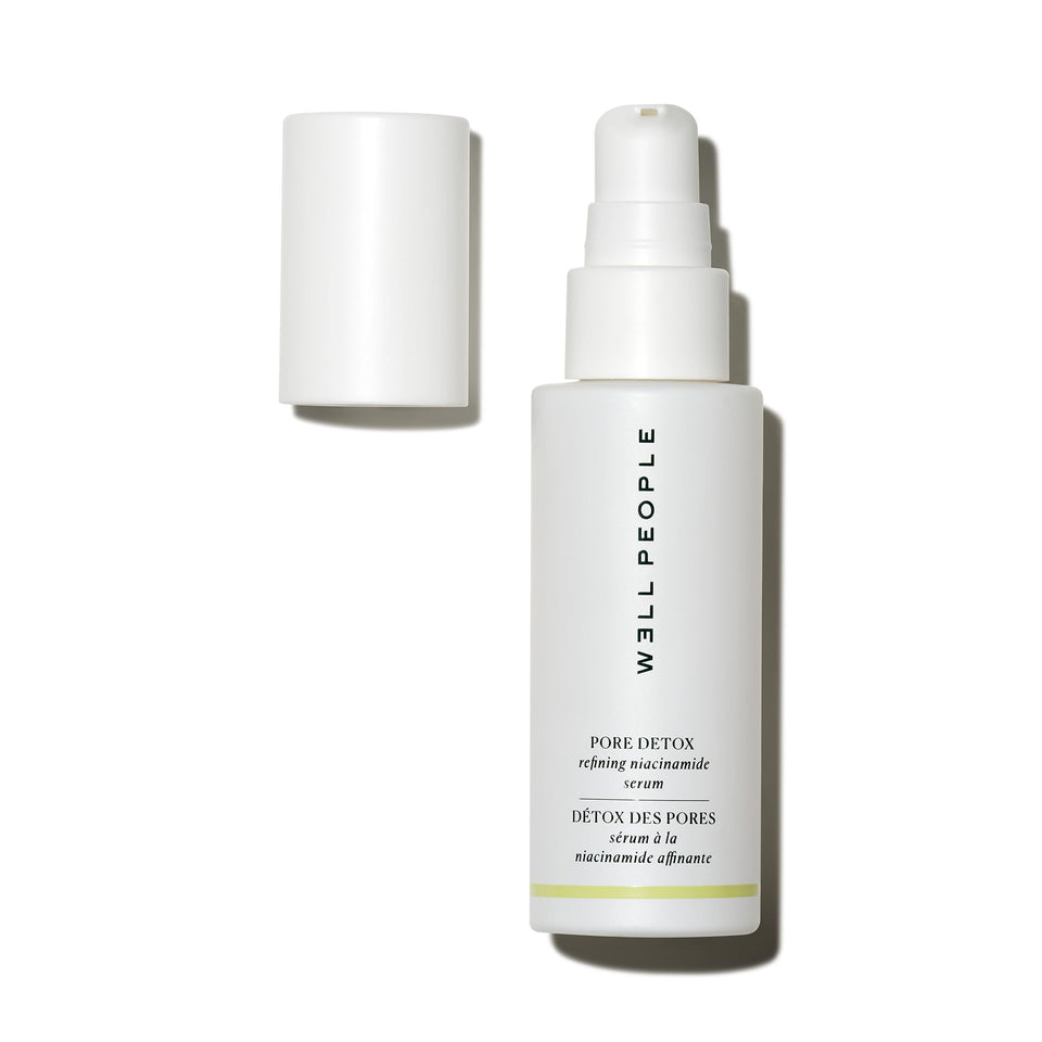 Well People Pore Detox Niacinamide Refining Serum bottle close-up for refined pores