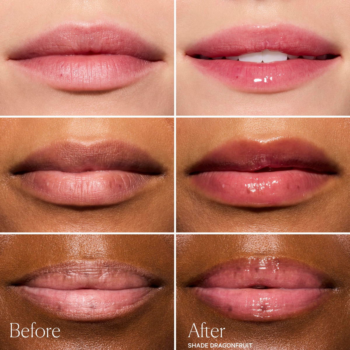 Well People Poutlove peptide lip balm on lips with smooth lines and gentle shine.