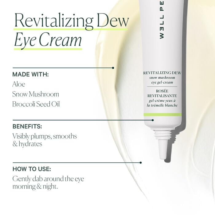 Well People Revitalizing Dew eye gel-cream application palette demonstrates quick absorption