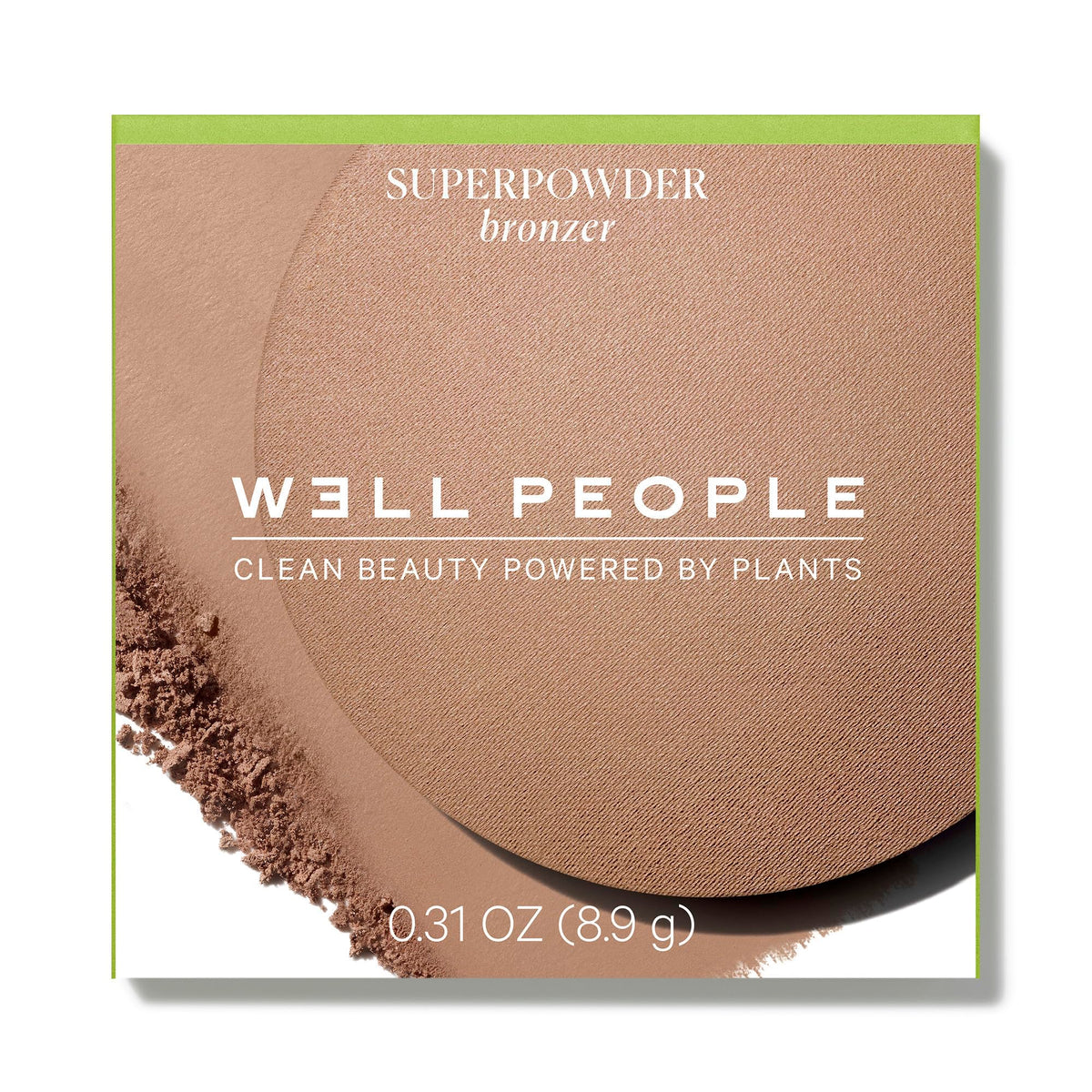 Well People Superpowder Bronzing Powder soft-focus finish close-up on skin.