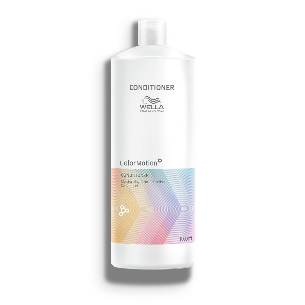 Wella ColorMotion+ conditioner bottle close-up highlighting color protection and shine.