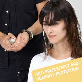 Wella EIMI Just Brilliant frizz-control-closeup hints humidity resistance feel.