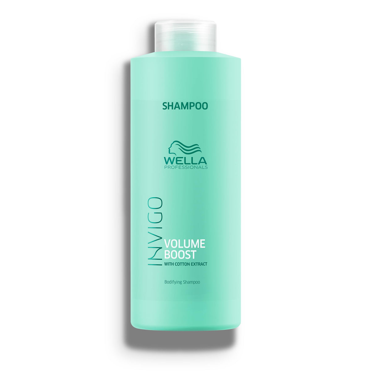 Wella Invigo Volume Boost Bodifying Shampoo bottle showing lightweight volume for fine hair.