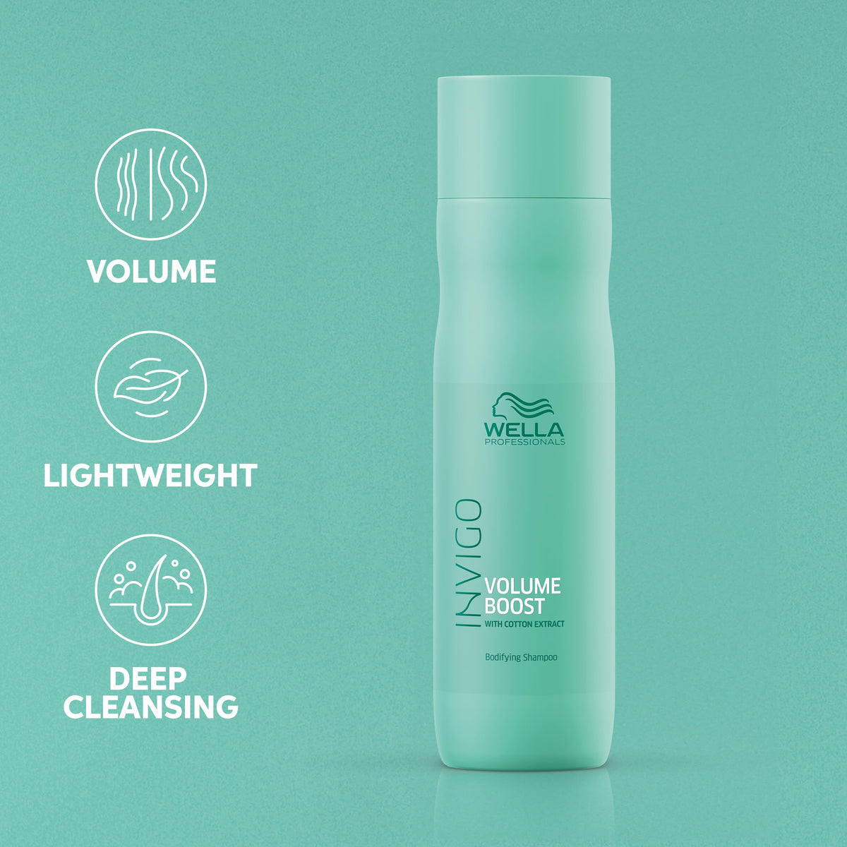 Cotton extract from Wella Invigo Volume Boost enhances lightweight moisture.