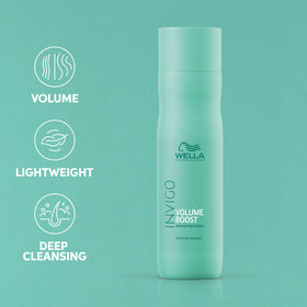 Cotton extract from Wella Invigo Volume Boost enhances lightweight moisture.